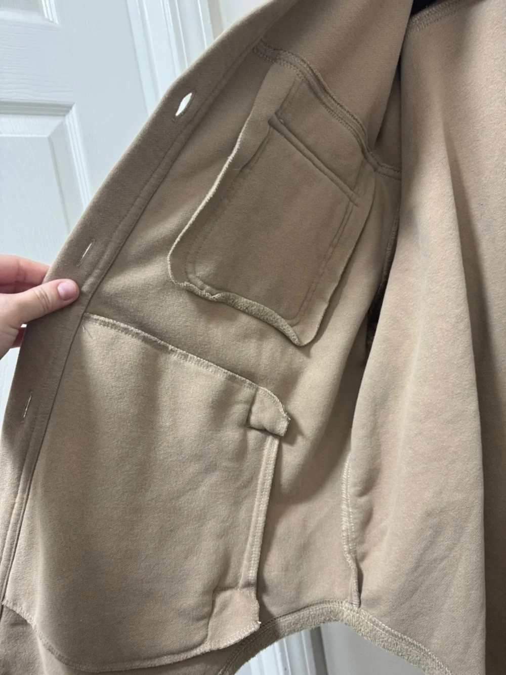 Carly Jean Los Angeles Tan Plush Button-Front Shacket - Picture 3 of 8